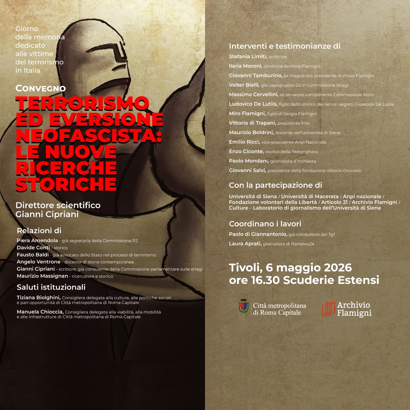 Tivoli capitale degli studi su eversione neofascista - convegno nazionale il 6 maggio